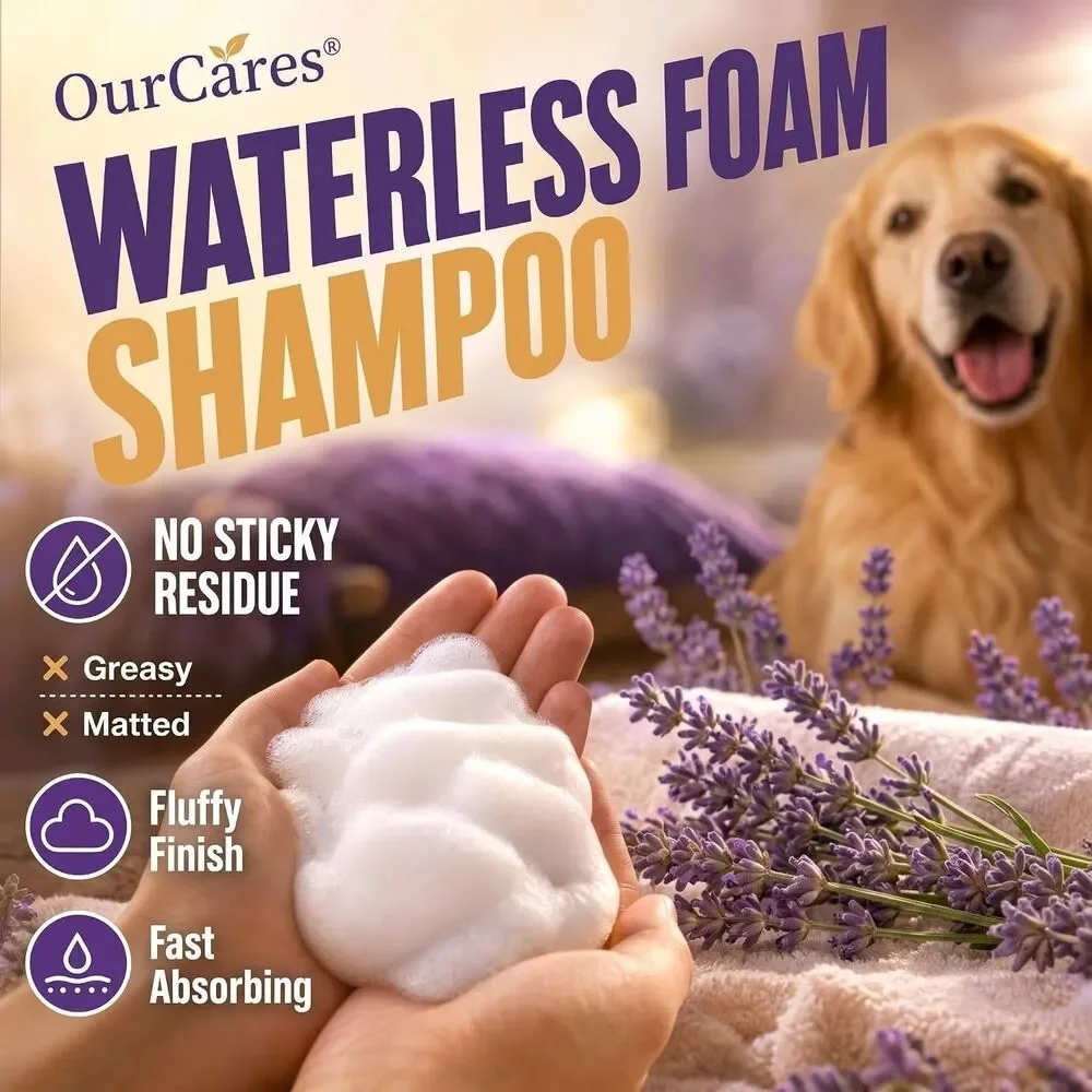 Dog Dry Shampoo 16.9oz Waterless No Rinse Foam Oatmeal Sensitive Skin Lavender